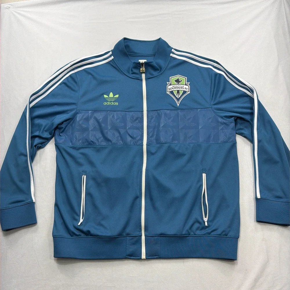 Adidas Track Jacket Seattle Sounders FC MLS Full Zip Blue Mens 2XL